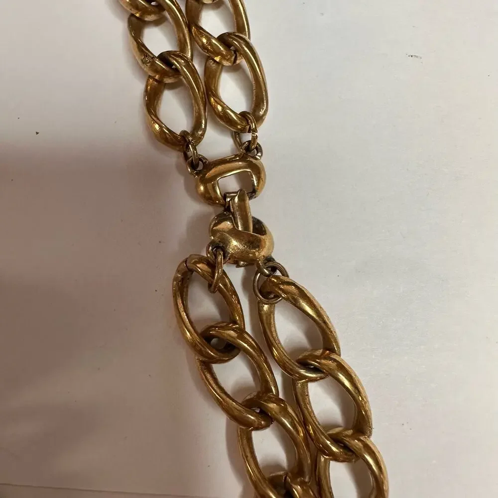 Vintage Napier Double Chain Cream Faux Pearl Choker Necklace 16.5